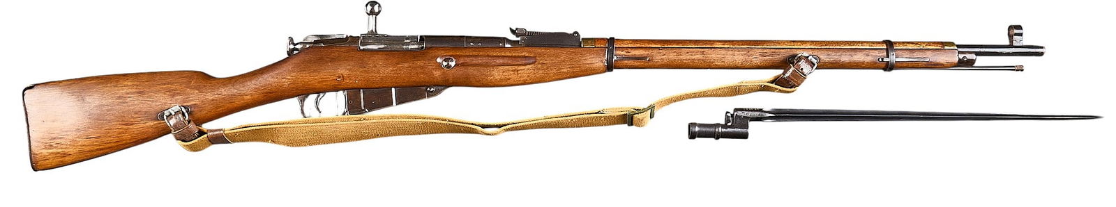 WWII Soviet Tula M91/30 7.62x54R Mosin Nagant Rifle W/ Bayonet: Serial: 23806Manufacturer: Tula Arsenal-Russia (c. 1937) Model: M91/30Caliber: 7.62x54RBarrel Length: 29 in.OAL: 48.5 in.Condition: Good; wood stock & handguard have light wear; likely replac