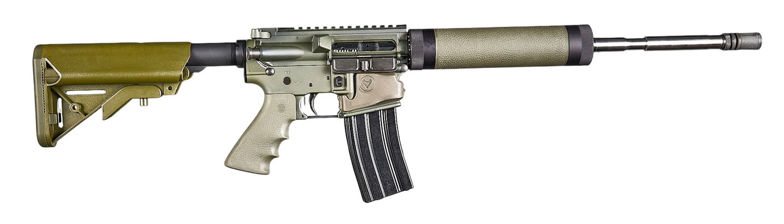 Essential Arms J-15-F 223 Wylde Semi Auto Rifle: Serial: 61176Manufacturer: Essential ArmsModel: J-15-FCaliber: 223 Wylde (1:8)Barrel length: 16 in.OAL: 33-36.25 in.Condition: Good; some light wear & handling marks; friction marks & carbon b