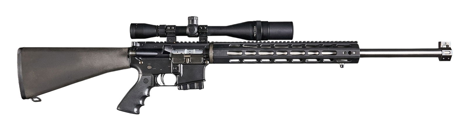 DPMS / Rock River Arms A-15 5.56 NATO Semi Auto Rifle W/ Leupold Scope: Serial: DNWC049384Manufacturer: DPMS-USAModel: A-15Caliber: 5.56 NATOBarrel Length: 24 in. (1:8 twist)OAL: 42.25 in.Condition: Very Good; light used condition; light handling marks; bright bore w/ str