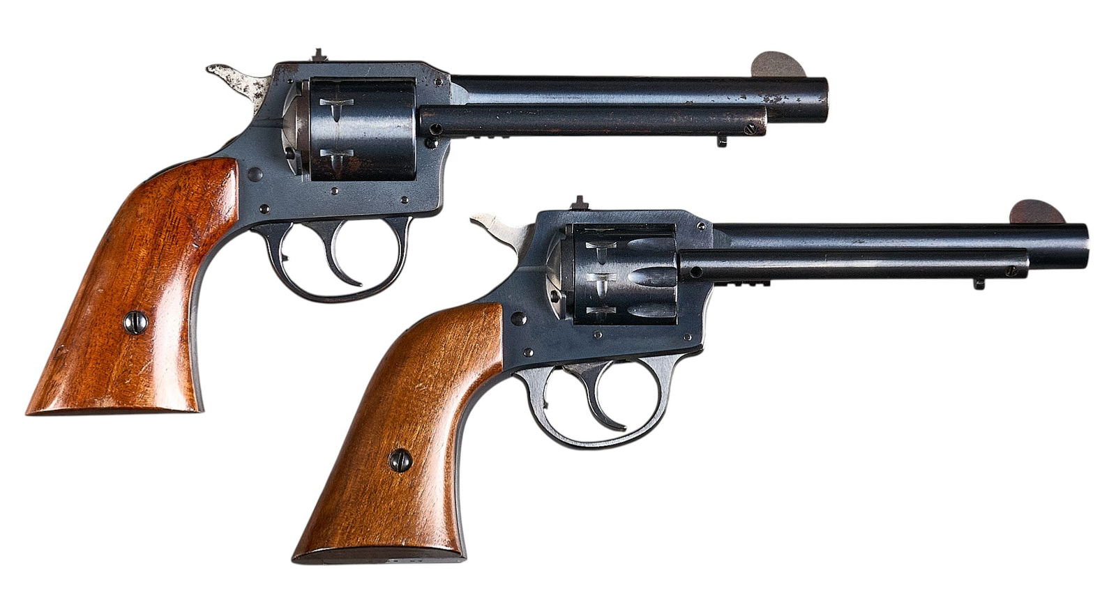 H&R Model 949 and 649 22 LR Revolvers: Serial: (1) AG8010; (2) AP67310Manufacturer: H&R Inc.Model: (1) 949; (2) 649Caliber: 22 LRBarrel length: 5.5 in.OAL: 10.75 in.Condition: (1) Good; very light used condition; some rust on front sig