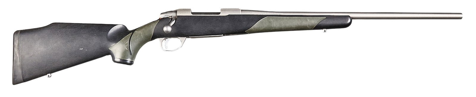 Sako Model 75 Stainless III 22-250 Rem Bolt Action Rifle: Serial: 469761Manufacturer: Sako-Finland / Beretta USAModel: 75 Stainless IIICaliber: 22.250 RemBarrel length: 22.5 in.OAL: 43 in.Condition: Good; synthetic stock has light wear & scratches; barre