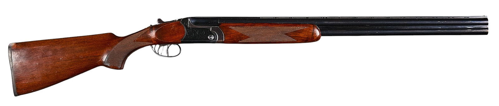Spanish Sarriugarte 12 Gauge Over Under Shotgun: Serial: 93240Manufacturer: Francisco Sarriugarte-SpainModel: Over UnderCaliber: 12 GaugeBarrel length: 28 in.OAL: 45 in.LOP: 14.75 in. (front trigger); 13.75 in. (rear trigger)Condition: Good; wood st