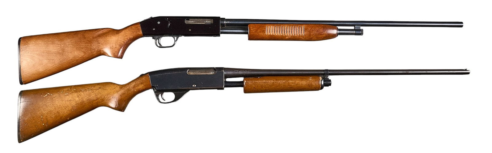 Pair of 410 Pump Action Shotguns: Serial: (1) B106204; (2) H435110Manufacturer: (1) Savage Arms; (2) Montgomery WardModel: (1) Springfield Model 67 Series B; (2) Western Field M550EDCaliber: 410 boreBarrel length: (1 & 2) 26 in.OA