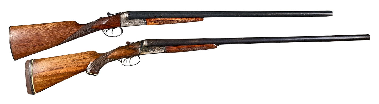 Pair of Laurona 12 Gauge SXS Shotguns: Serial: (1) 190012; (2) 8787Manufacturer: Laurona-Eibar, SpainModel: Boxlock SXSCaliber: 12 GaugeBarrel length: (1) 28 in.; (2) 30 in.OAL: (1) 45 in.; (2) 47.25 in.LOP: (1) 14.5 in. front and 13.