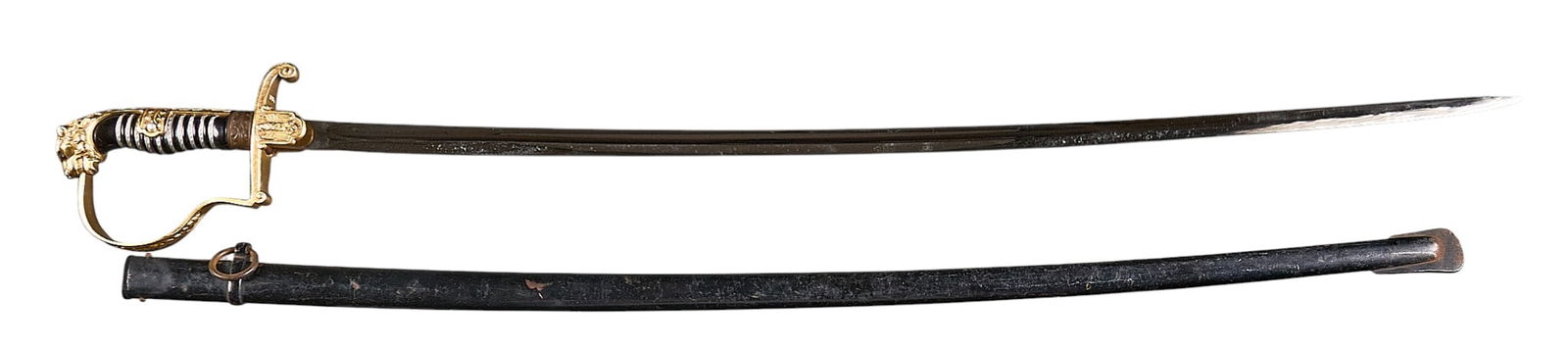 WWII German Heer Field Officer Lion's Head Sword W/ Scabbard: Manufacturer: Eickhorn-Solingen, Germany (stamp is questionable)Model: WWII Heer Field Officer Lion's Head swordBlade Length: 31.75 in.OAL: 37 in. (37.5 in. w/ scabbard)Condition: Good;