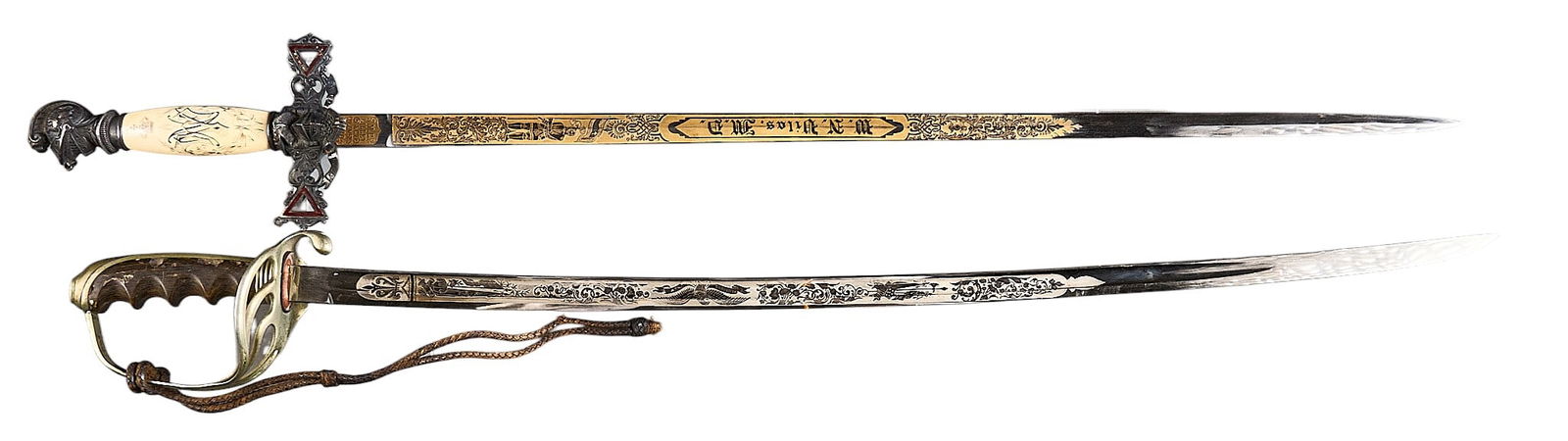 Pair: US Model 1902 Dress Sword and MC Lilley & Co. Fraternal Sword (1 of 4)