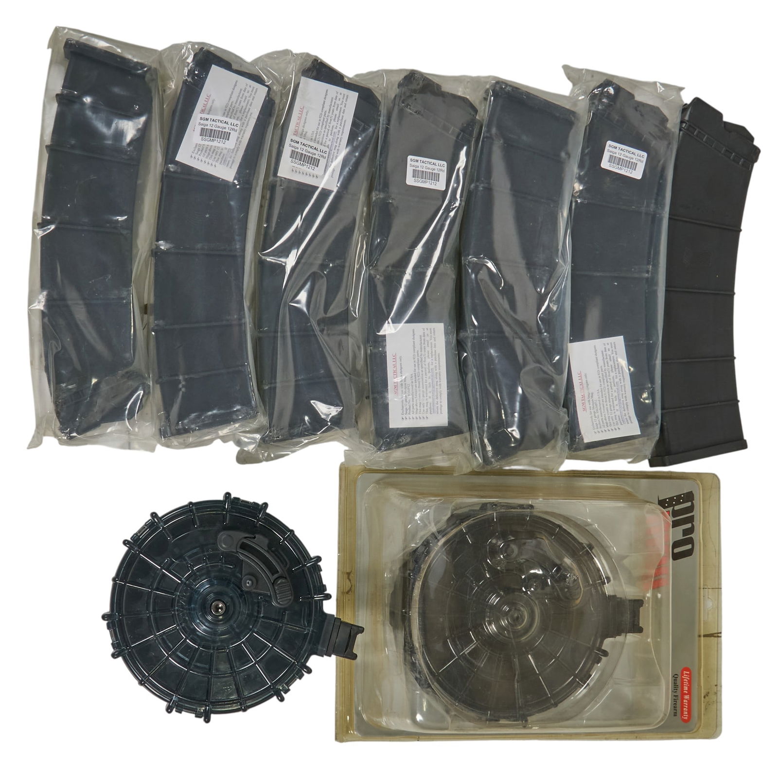 Lot of 9 Saiga 12 Gauge Magazines: ProMag 20-Round Drums and SGM 12-Round (1 of 2)