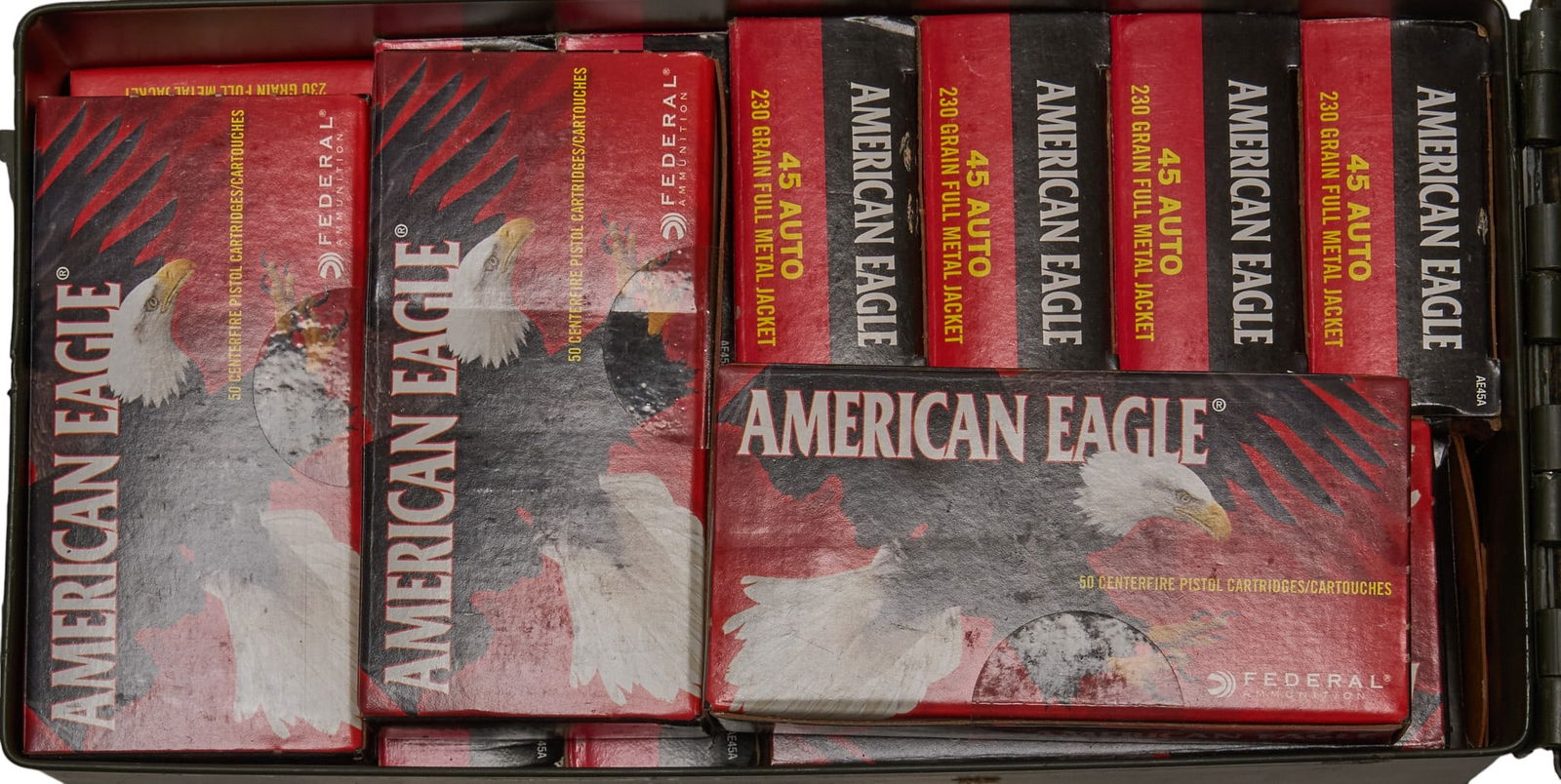 Approx. 984 Rounds of Federal American Eagle 45 ACP Ammunition: Includes:-984 rounds of Federal American Eagle 45 ACP 230gr. FMJProvenance: A Lakeway, Texas collection