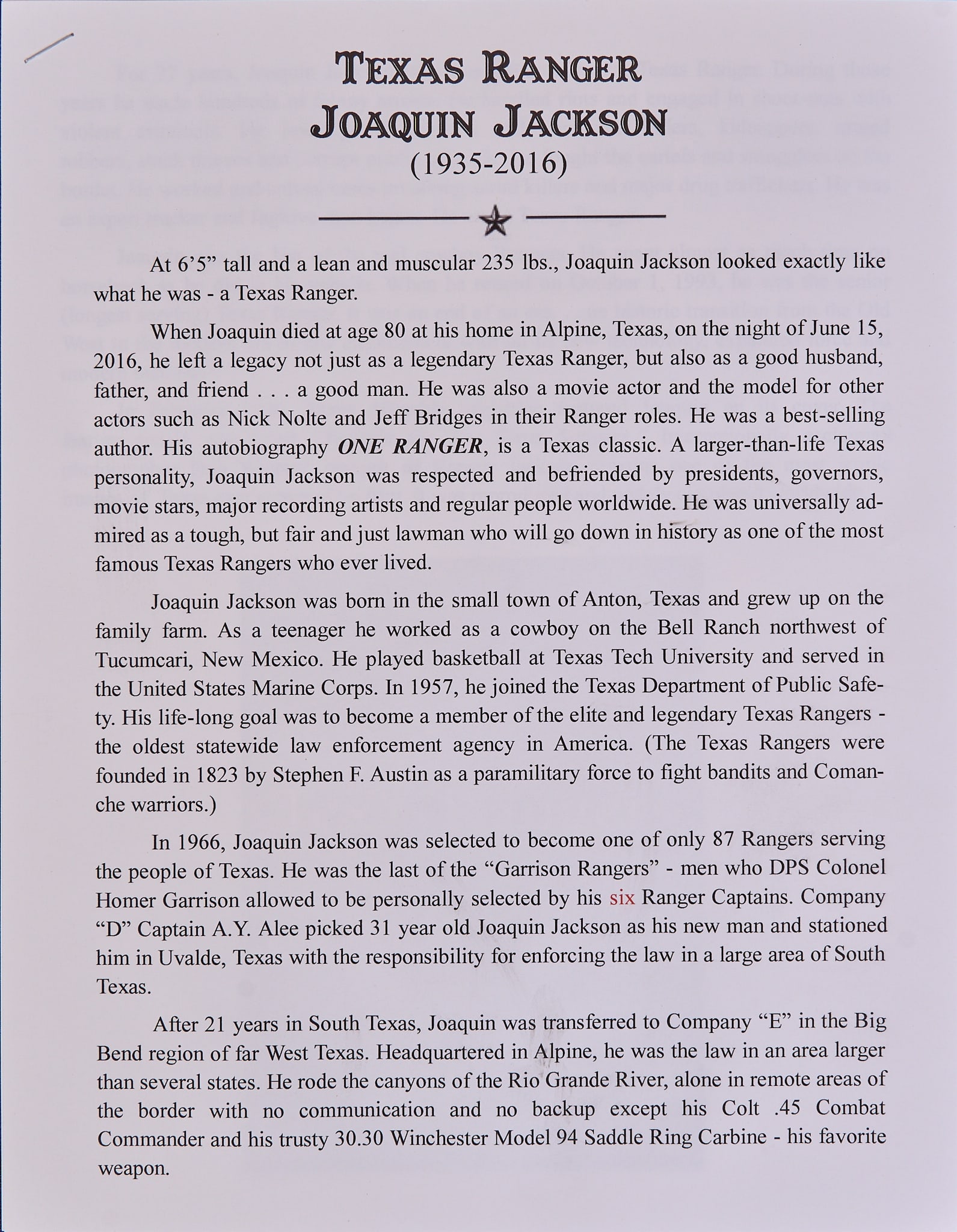 Jack White, "One Ranger" - 5