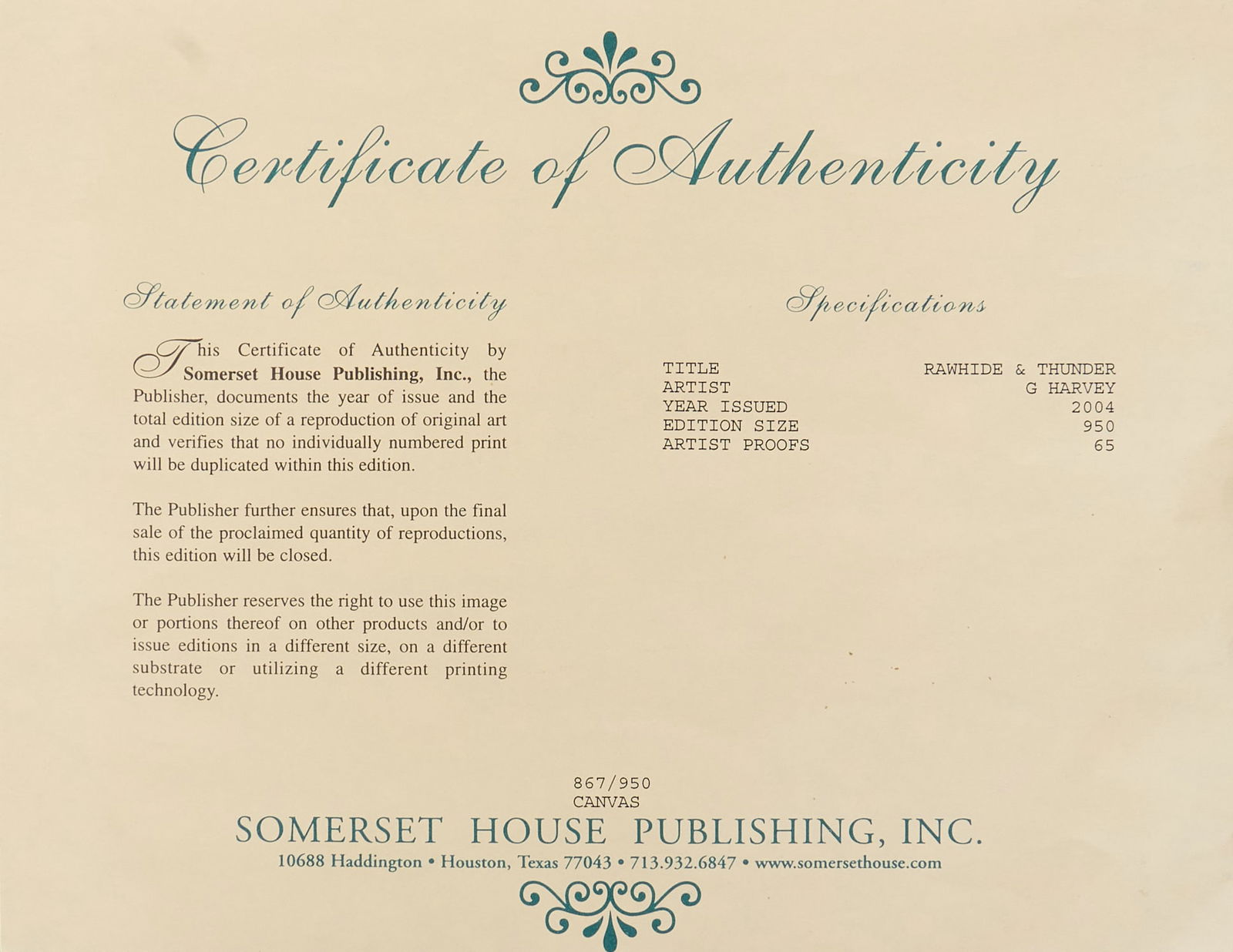 G. Harvey, "Rawhide & Thunder" - 5