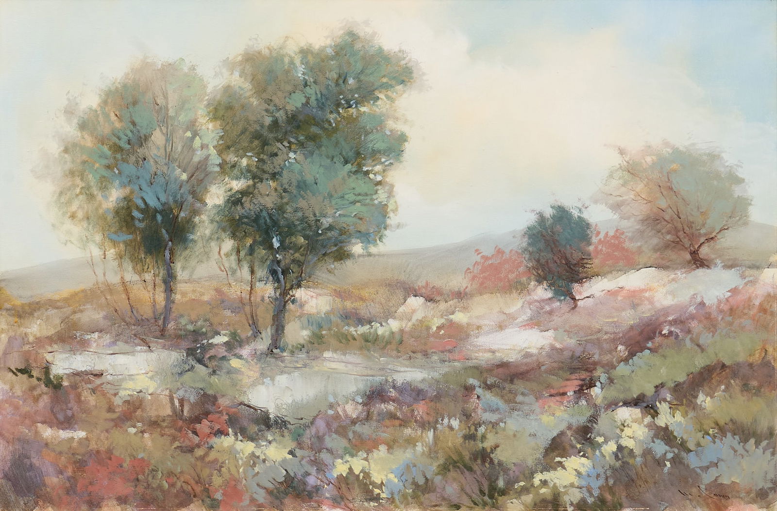 Walter McCown, Texas Landscape: Walter Edwin McCown (Texas, 1932-1994), Southwest Texas landscape, oil on canvas, signed lower rightsight: 24 x 36 in., frame: 28.5 x 40.5 in.Provenance: Property from a Cornudas, Texas