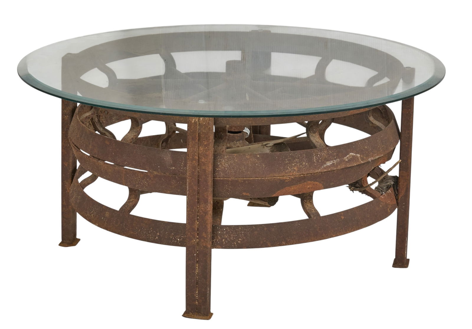 Rustic Iron Wheel Coffee Table (1 of 4)