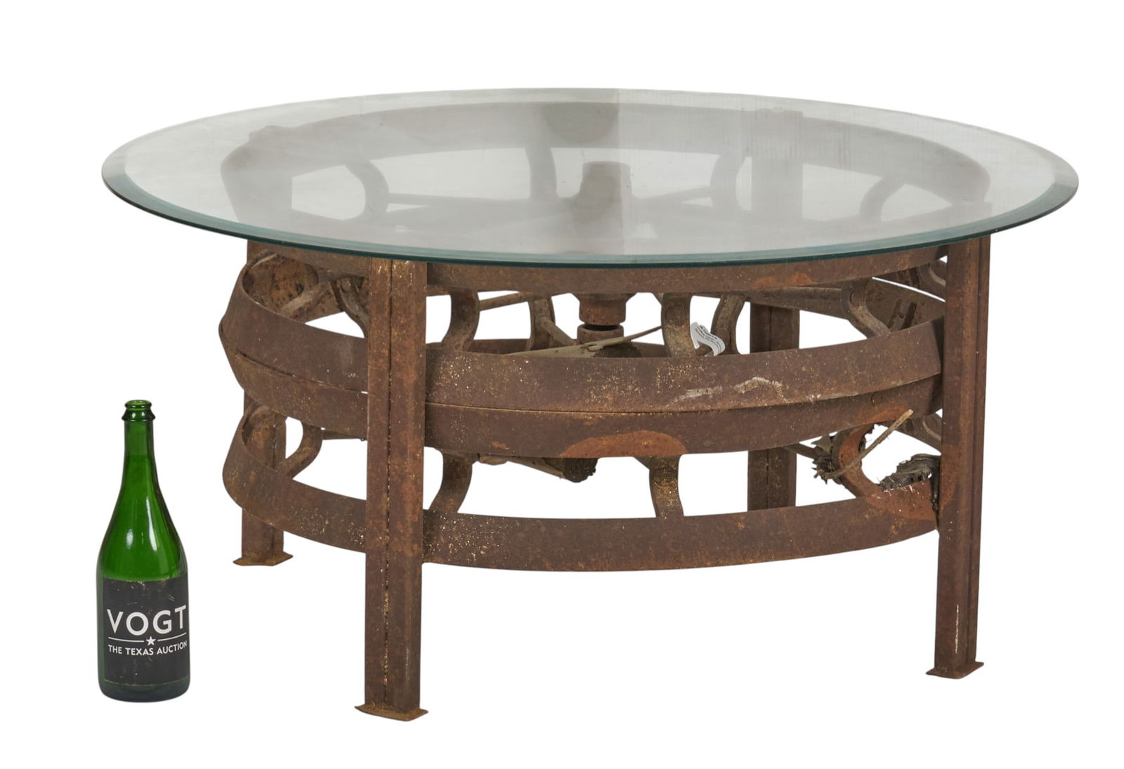 Rustic Iron Wheel Coffee Table - 2