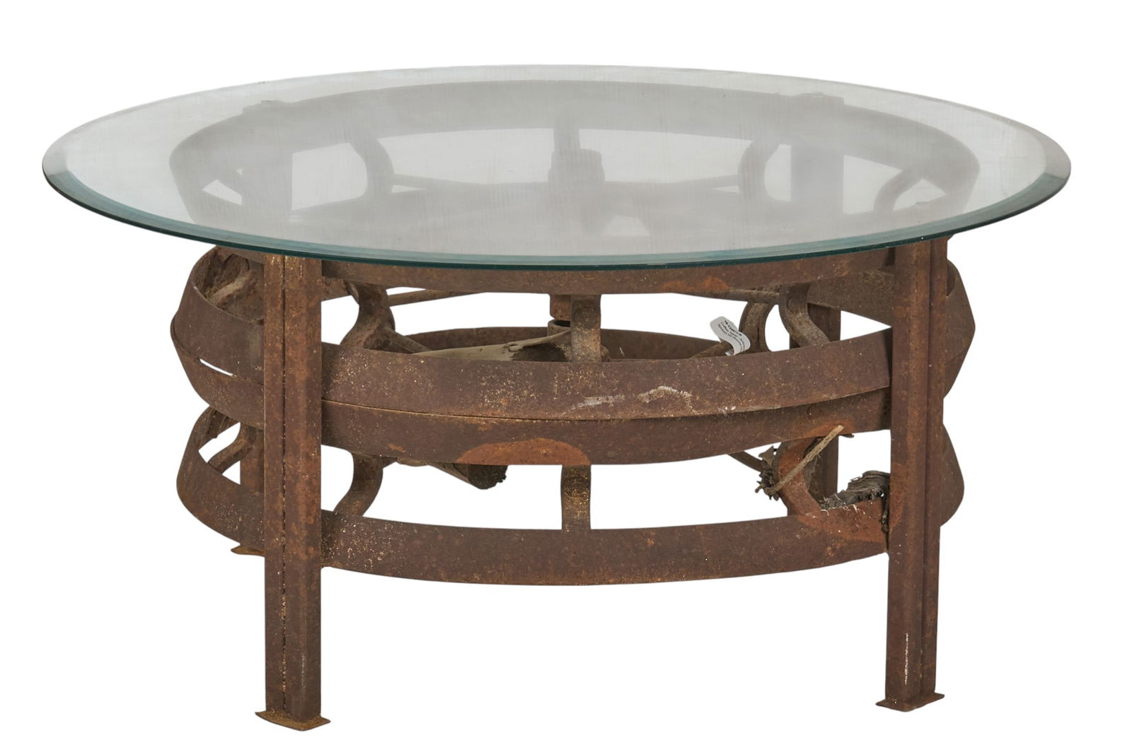 Rustic Iron Wheel Coffee Table - 4