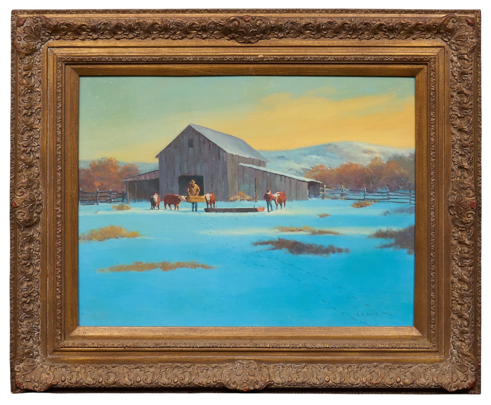 L. E. Davis, "Helping Feed the Cows" - 2