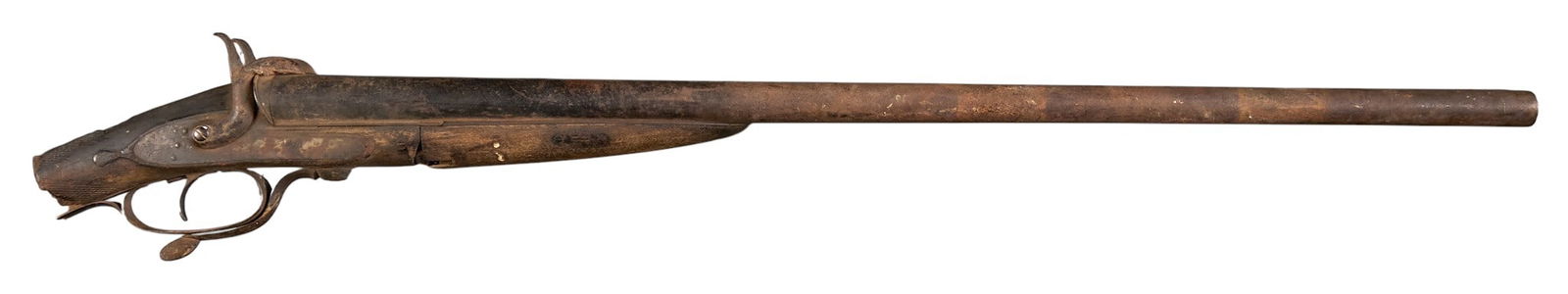 Vintage Rustic Shotgun: Vintage rustic shotgun relic height 2 in. x width 34 in. x depth 2 in. Provenance: Property from a home in San Antonio, Texas Condition: missing handle 