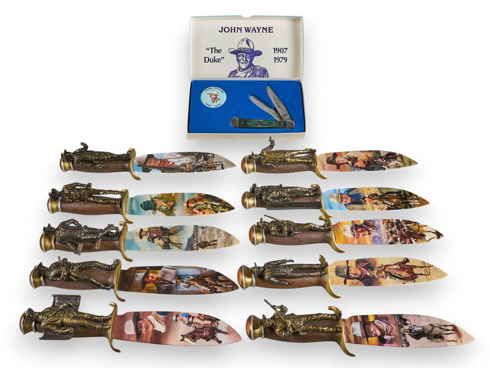 Collection of (11) Commemorative John Wayne Knives (1 of 9)