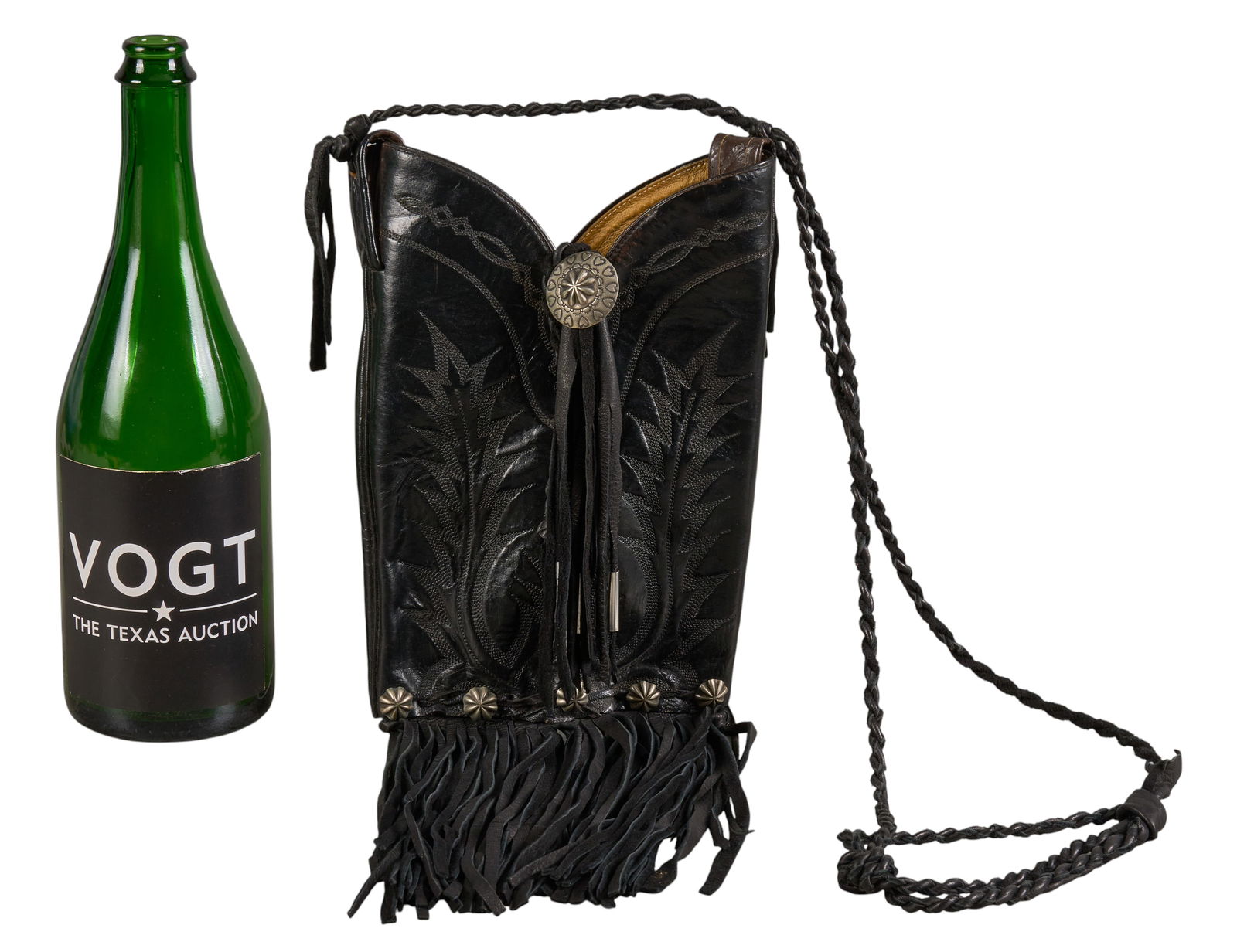 Black Leather Boot Bag - 2