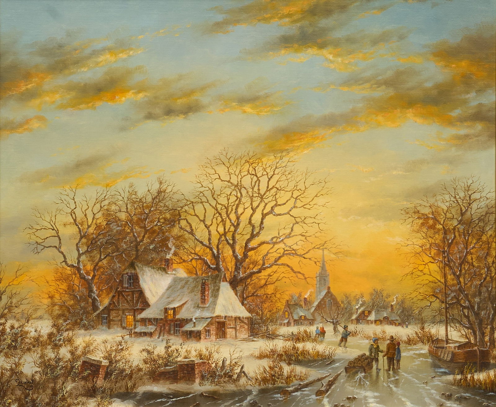 Dennis Lewan, Winter Landscape: Dennis Lewan (Amer., b. 1943), winter landscape, oil on canvas, signed lower leftsight: 20 x 24 in., frame: 26 x 30 in.Provenance: Property from a home in New Braunfels, Texas