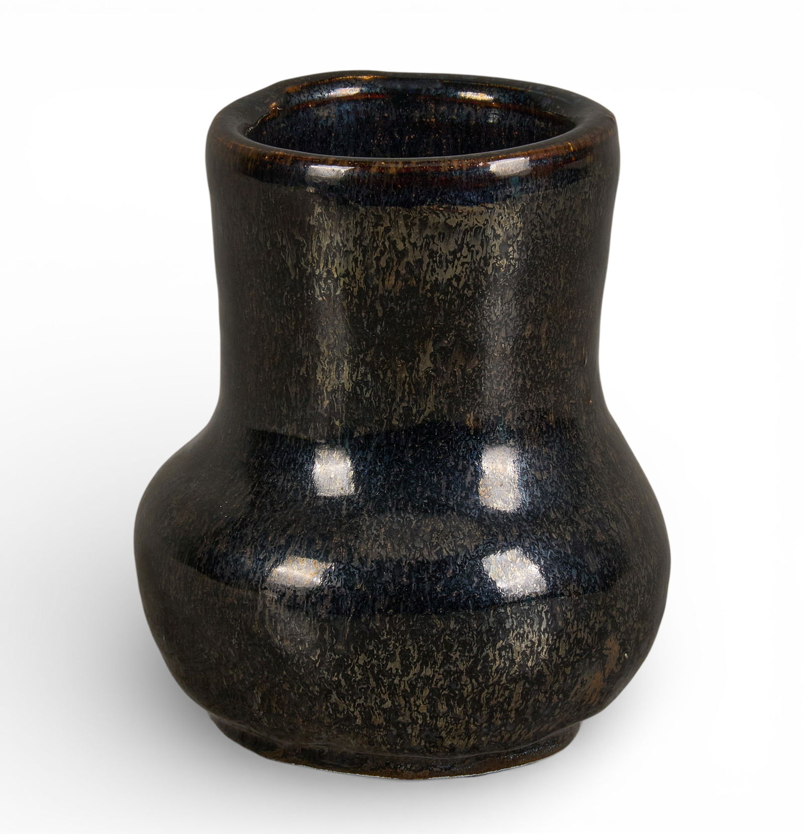 Harding Black, Black Vessel, 1996: Harding Black (San Antonio, Texas, 1912-2004), black glaze with metallic iridescent finish, incised signature and date on the underside, 1996height 5 in. x 4 in. diameterProvenance: Property