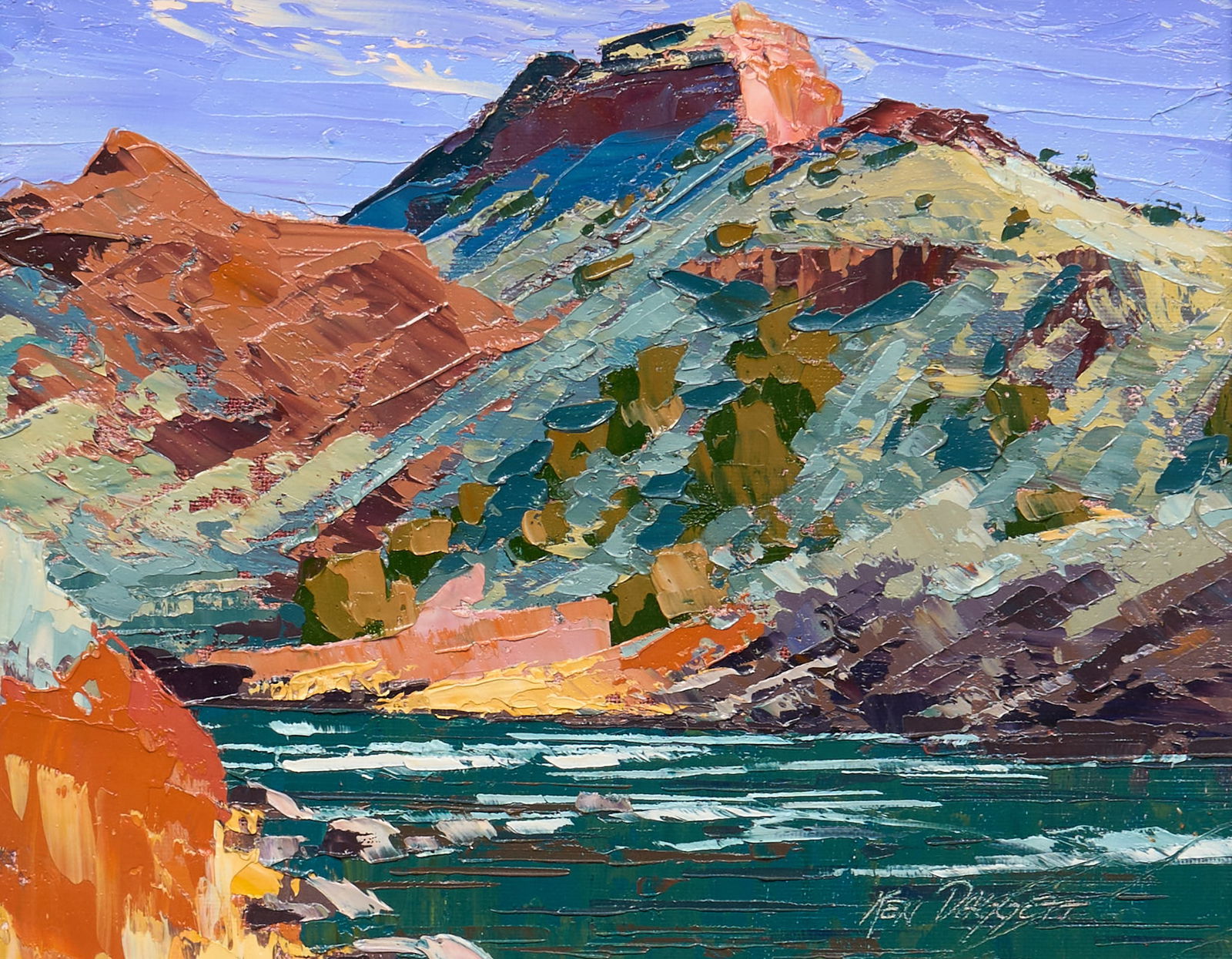 Ken Daggett, "River's Edge": Ken Daggett (Amer., 20th-21st C.), "River's Edge", oil on canvas panel, signed lower rightsight: 8 x 10 in., frame: 10 x 12.5 in.Provenance: Property from a home in Midland, Texas