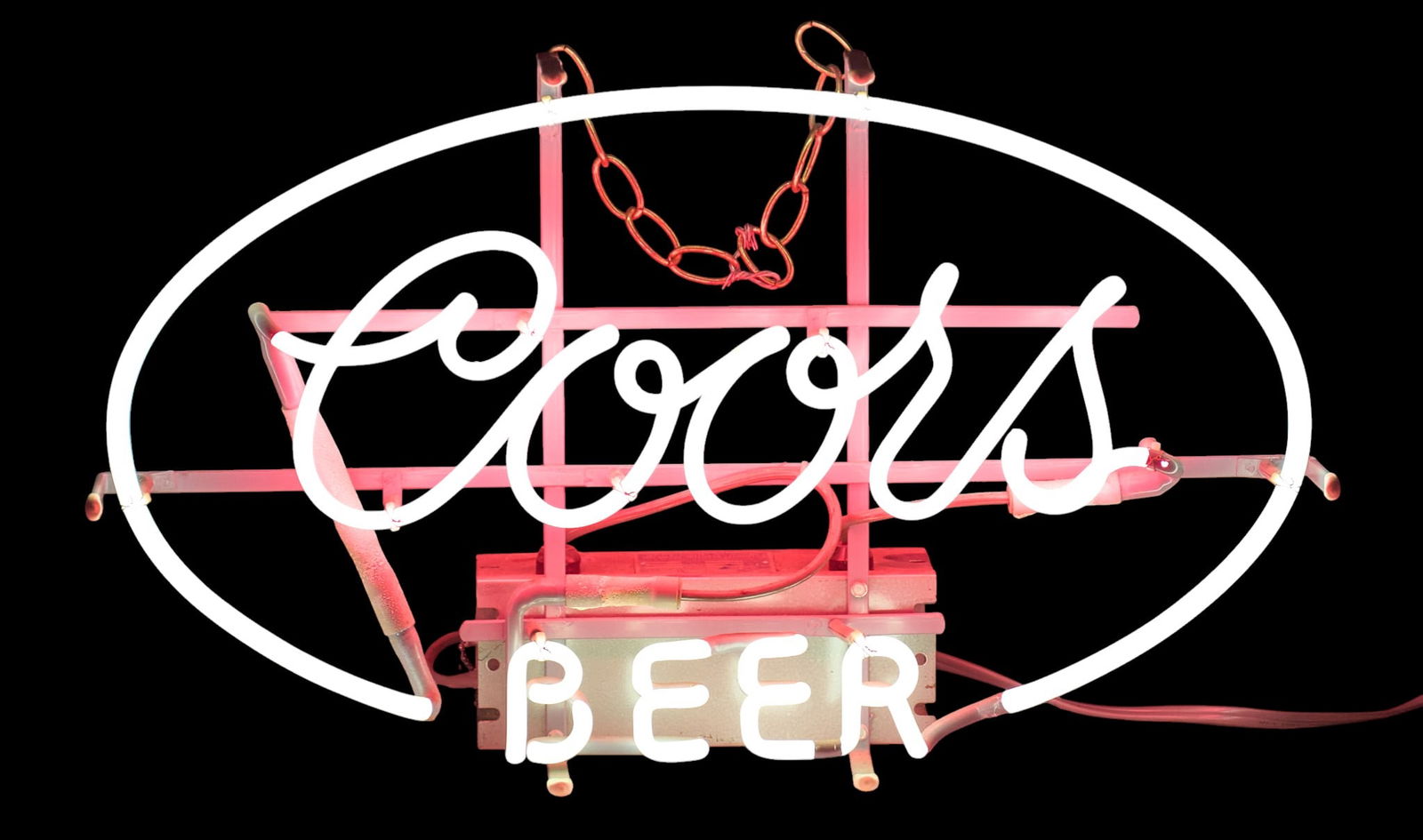Coors Beer Neon Sign, 1960s: Vintage Coors Beer neon sign, circa 1960s, in working conditionheight 15 in. x width 24 in. x deoth 5 in. Provenance: Property from a New Braunfels, Texas collector of vintage signage 