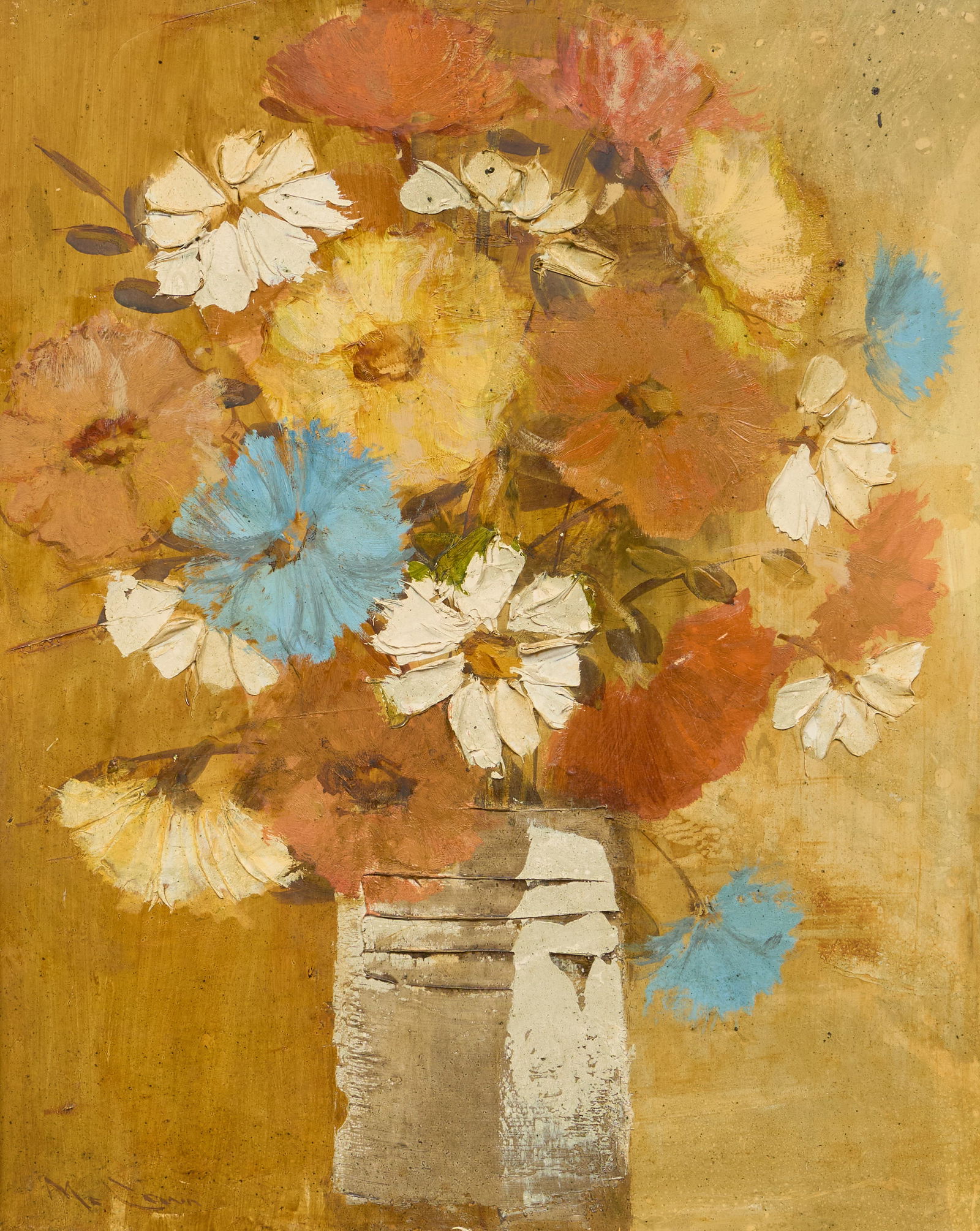 Walter McCown, Floral Still Life: Walter Edwin McCown (Texas, 1932-1994), floral still life, oil on masonite, signed lower leftsight: 20 x 16 in., frame: 28.5 x 24.5 in.Provenance: Property from a Rockport, Texas home