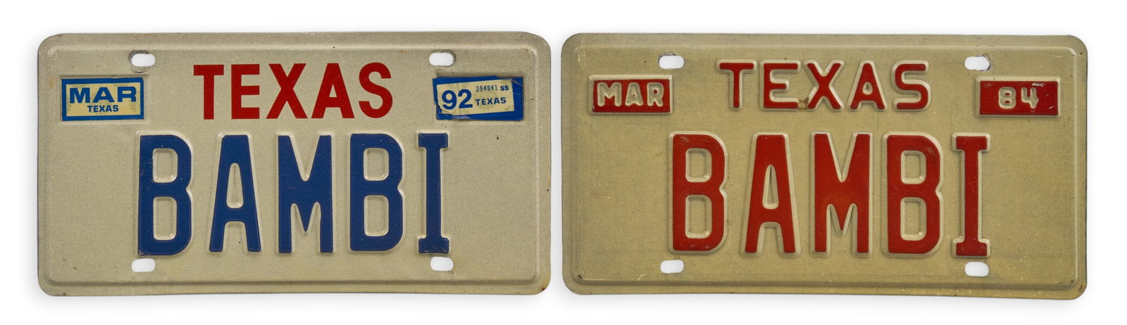 (2) Texas 'BAMBI' License Plates (1 of 3)