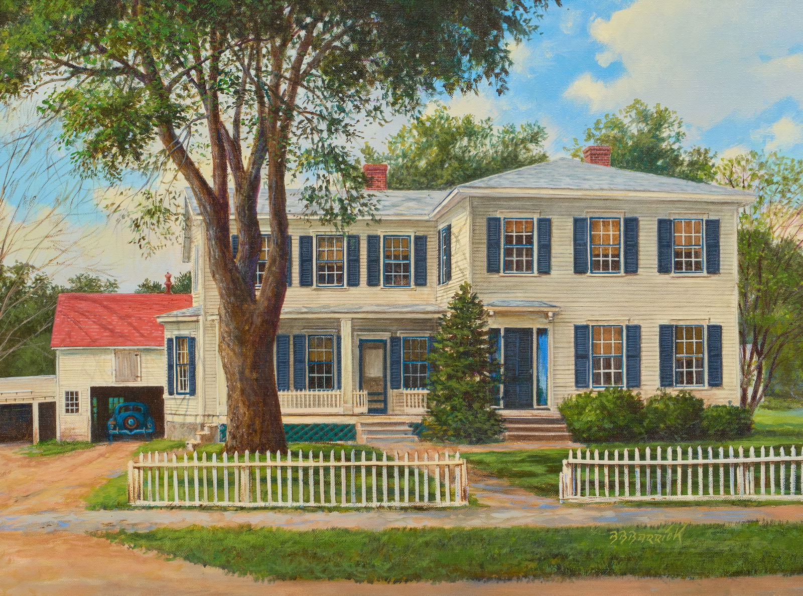 Bill Barrick, "The Rowell House", 1986: Bill Barrick (Texas, b. 1945), "The Rowell House", 1986, oil on canvas, signed lower right, with inscription on the verso from the artistsight: 18 x 24 in., frame: 20 x 26