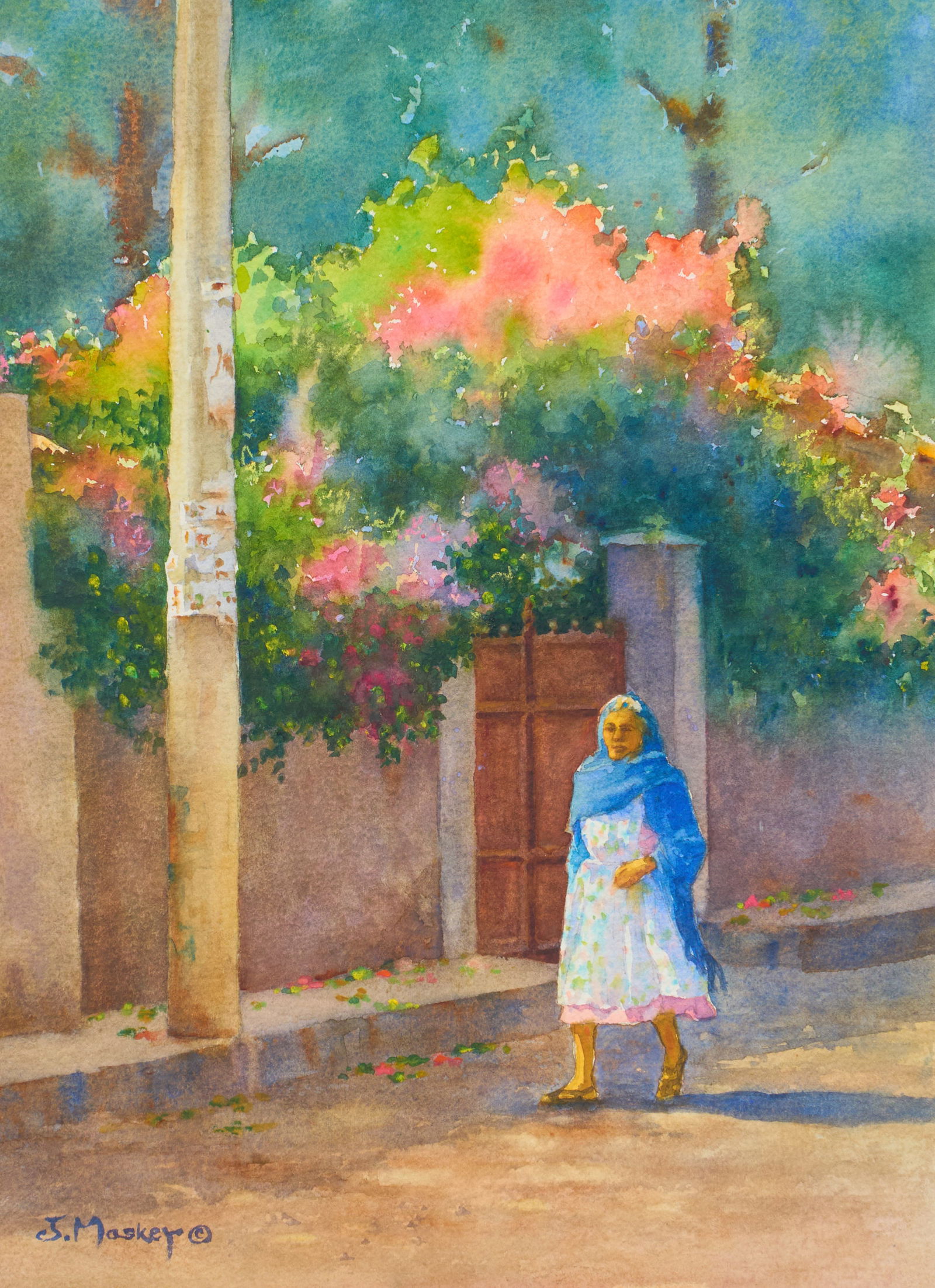 John Maskey, "Morning Air": John Maskey (Texas, b. 1937), "Morning Air", watercolor on watercolor paper, signed lower left, inscribed on the verso with title and sizesight: 15 x 11 in., frame: 23.5 x 20