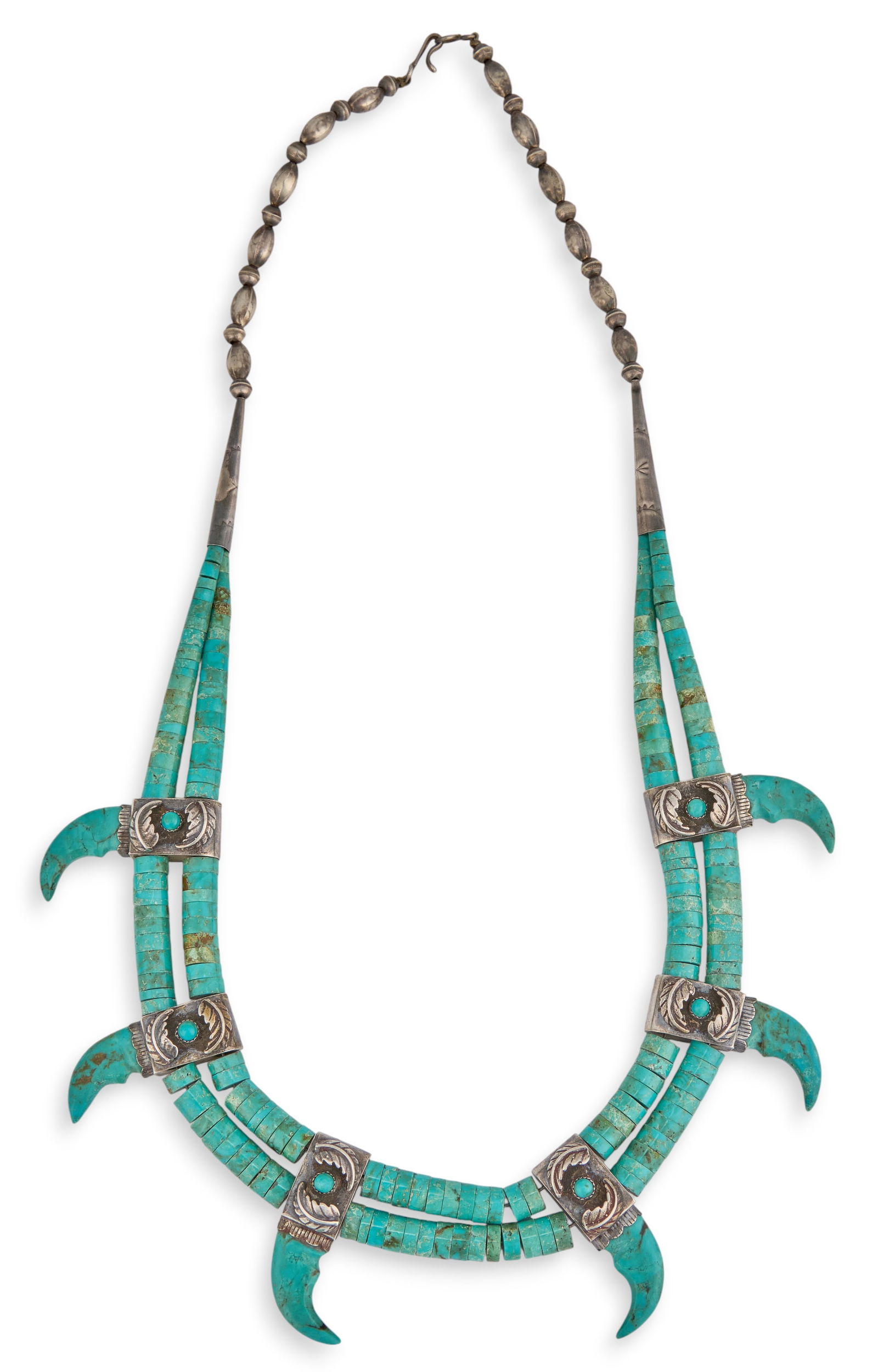 Navajo Beaded Turquoise Claw Necklace (1 of 4)