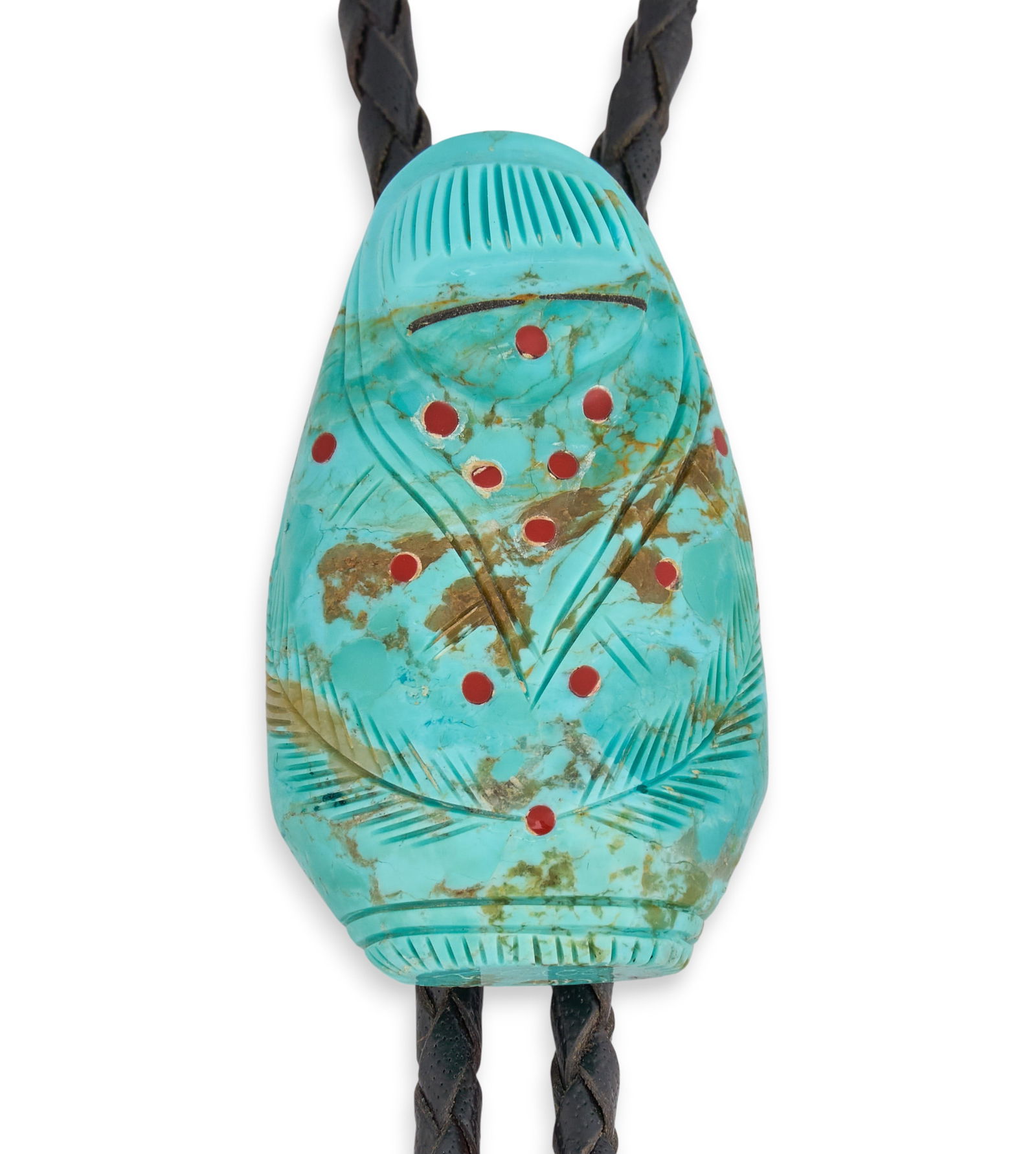 Turquoise & Coral Storyteller Bolo Tie (1 of 5)