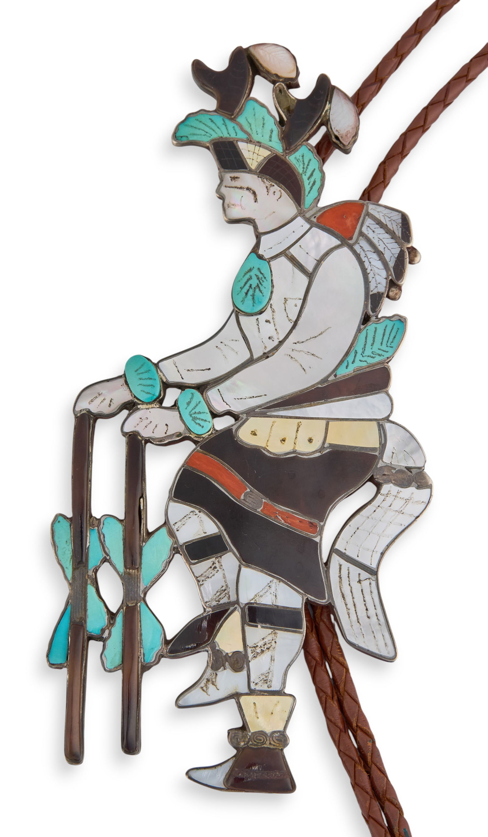 Zuni Inlay Figural Bolo Tie (1 of 5)