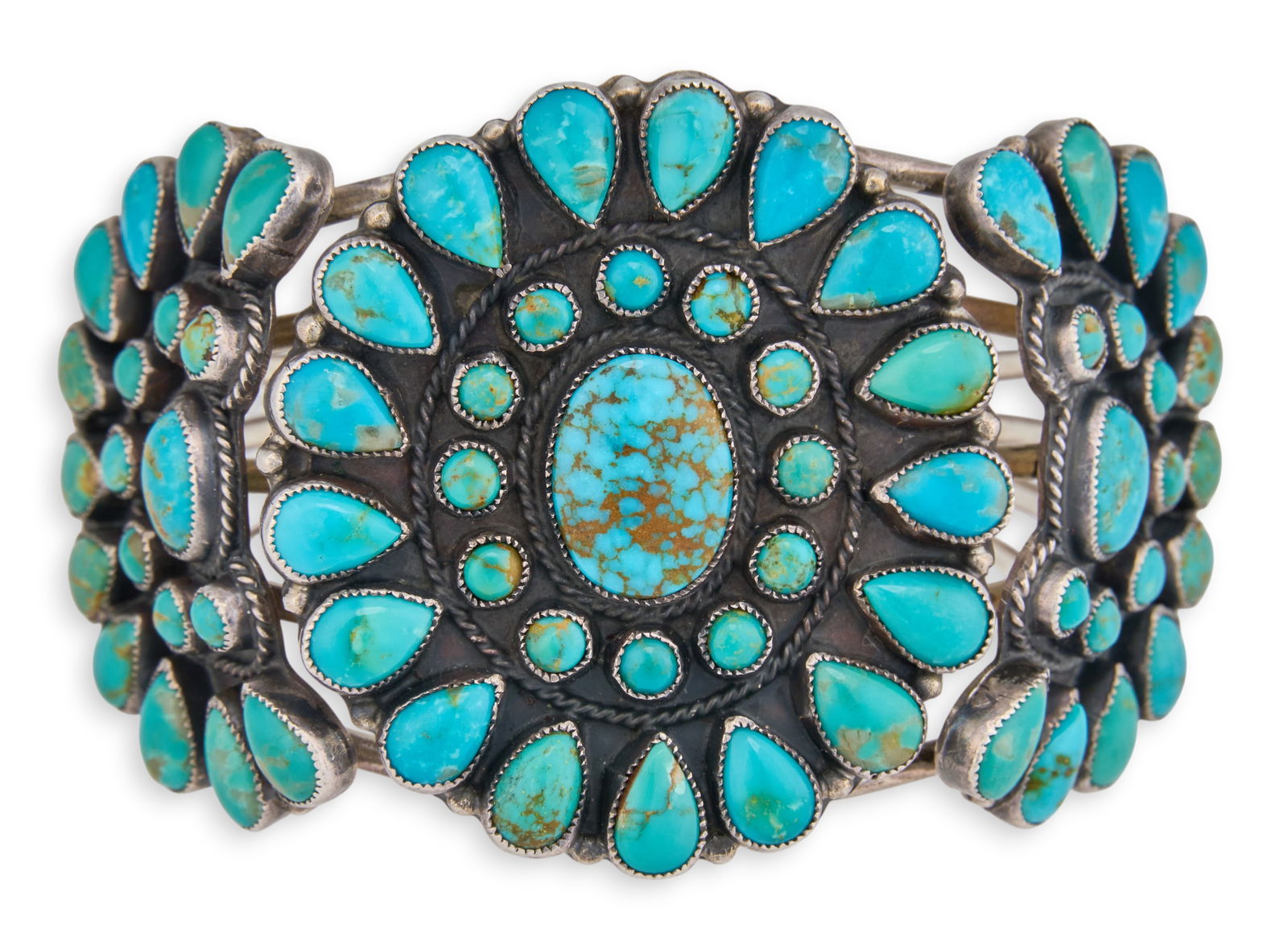 Sterling & Turquoise Cluster Cuff (1 of 5)