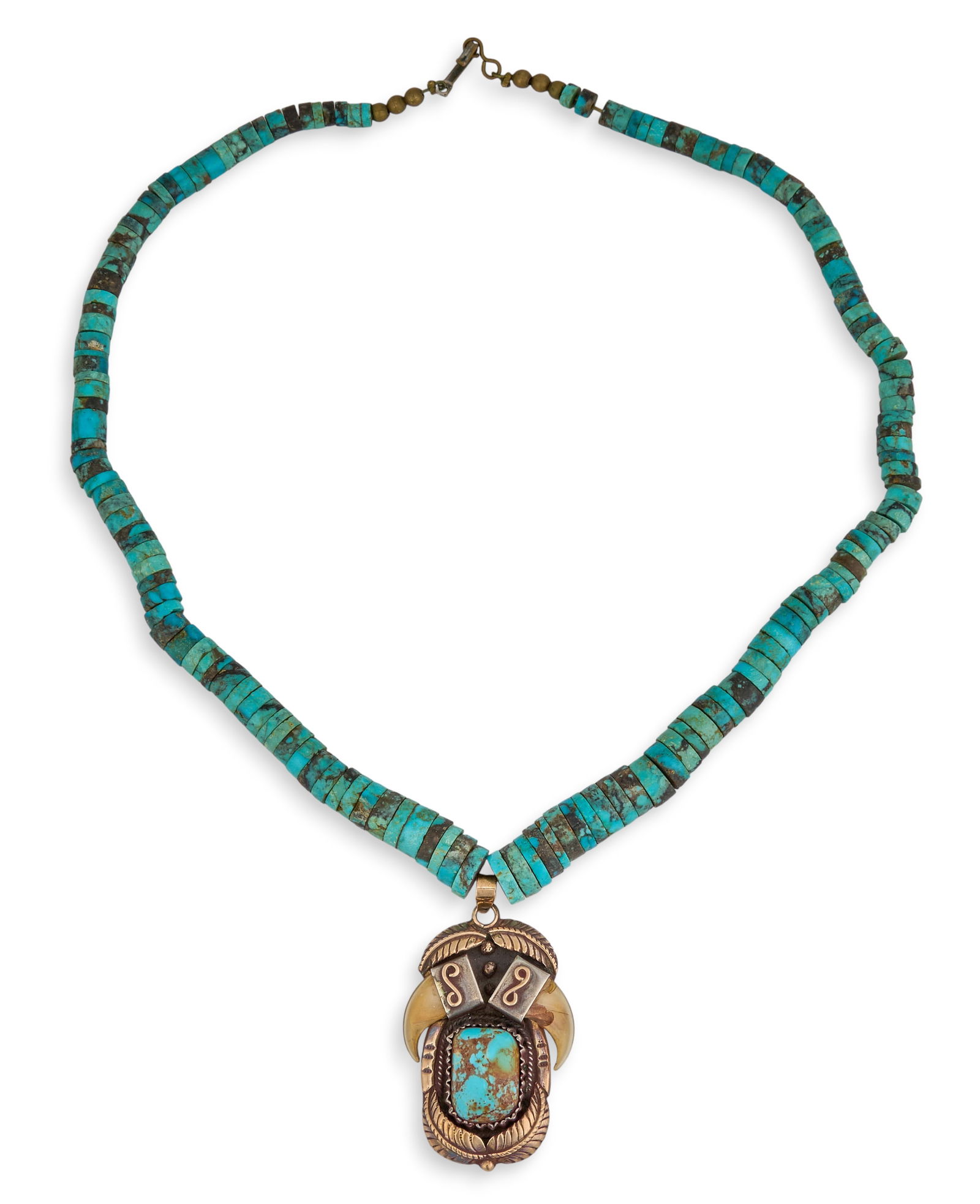 Native American Turquoise & Bear Claw Necklace (1 of 4)