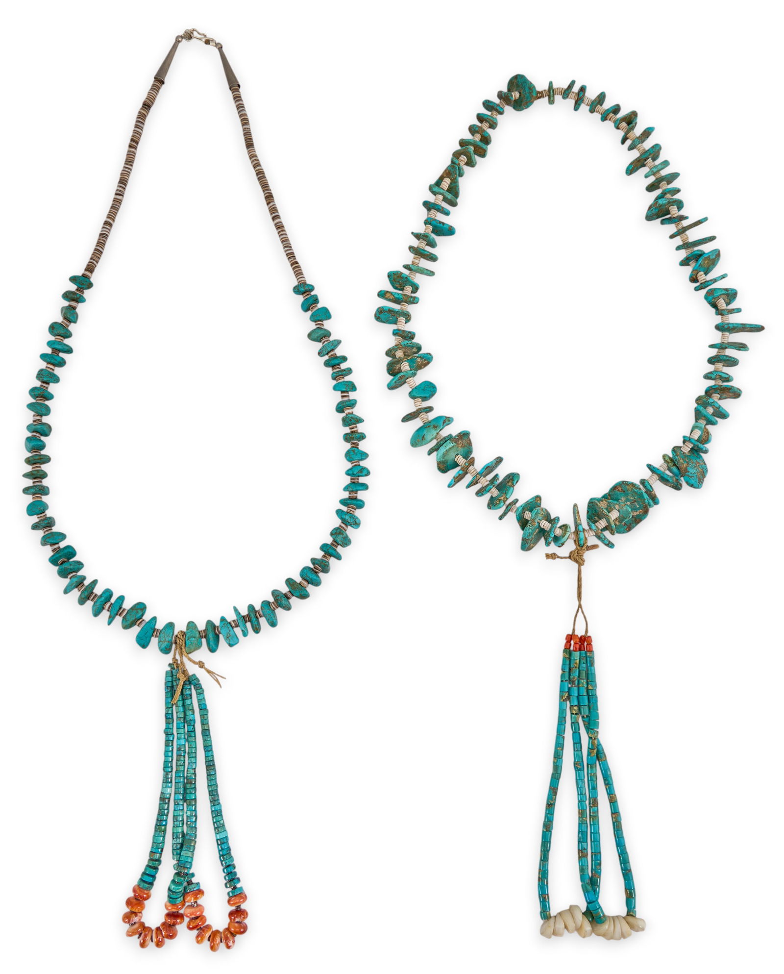 (2) Santo Domingo Turquoise & Shell Necklaces (1 of 4)