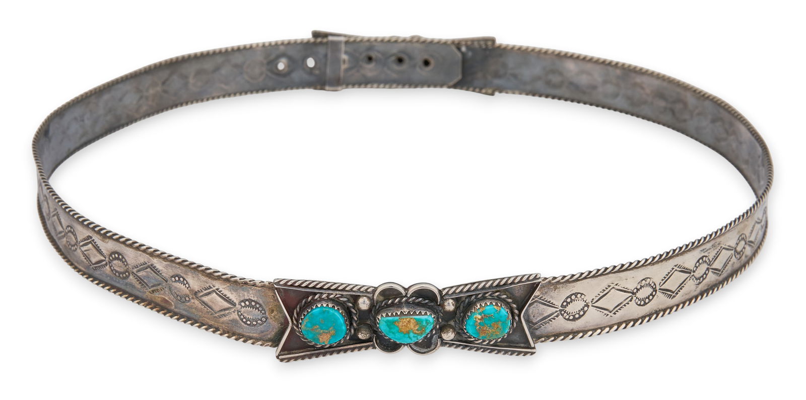Native American Sterling & Turquoise Hat Band (1 of 4)