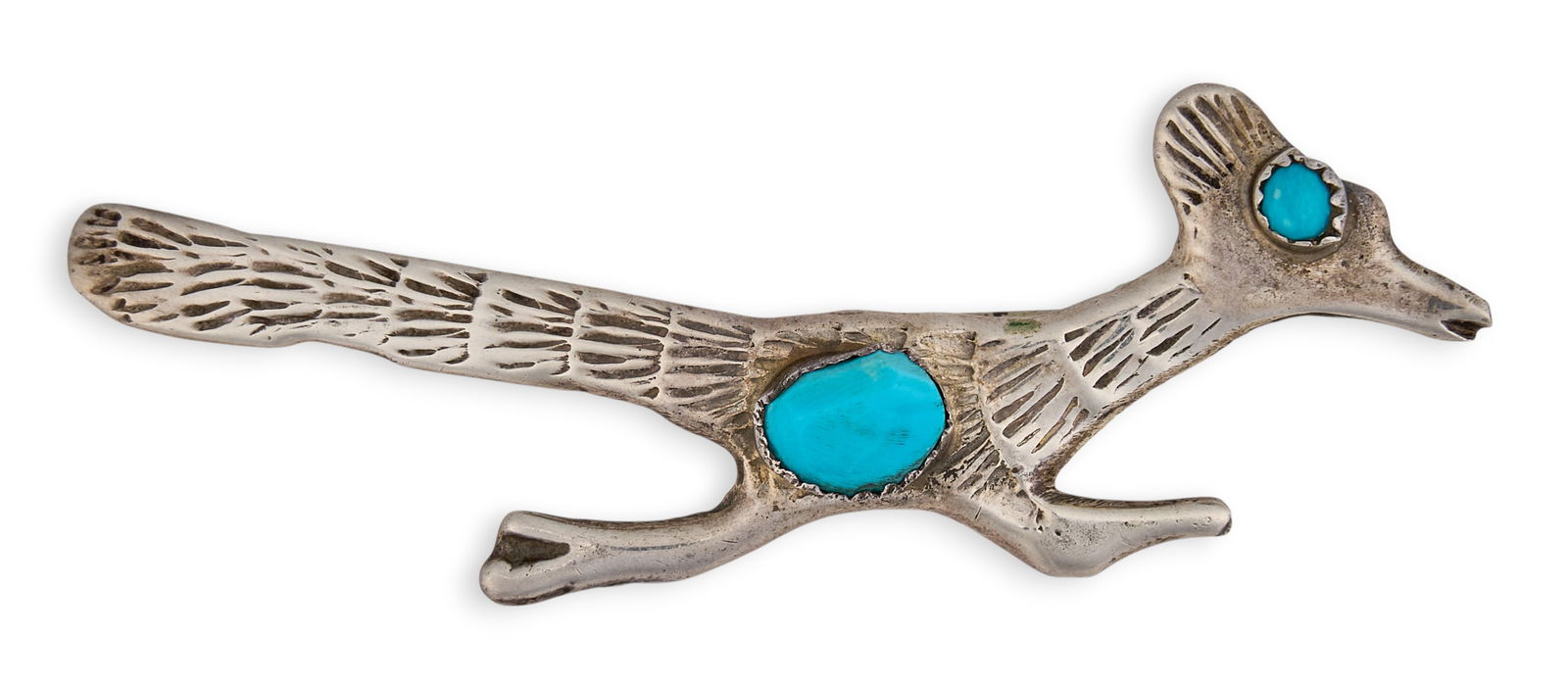 Sterling Silver & Turquoise Roadrunner Brooch (1 of 3)