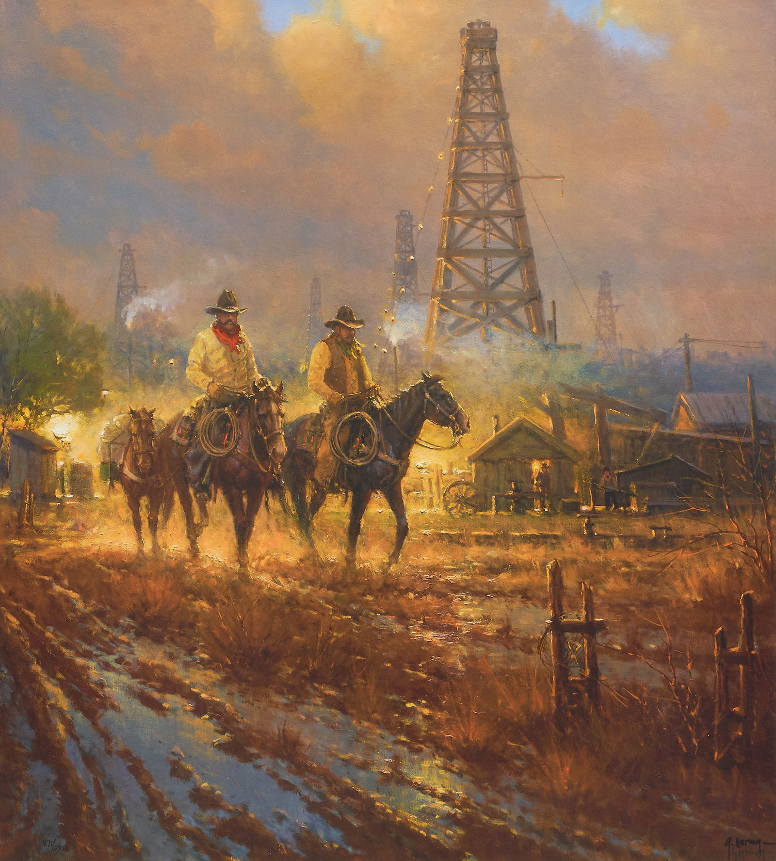 G. Harvey, "A Different Kind of Lease": G. Harvey (Gerald Harvey Jones, Texas, 1933-2017), "A Different Kind of Lease", limited edition lithograph, signed and numbered, ed. 971/2950, includes certificate of