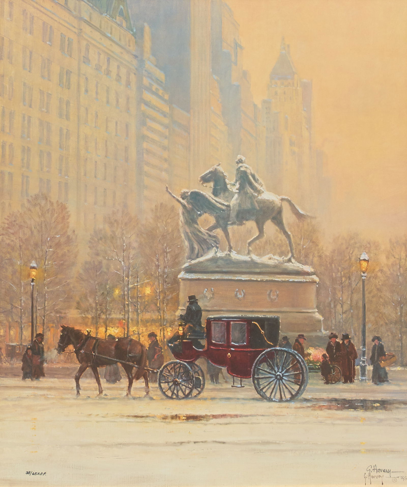 G. Harvey, "Fifth Avenue": G. Harvey (Gerald Harvey Jones, Texas, 1933-2017), "Fifth Avenue", limited edition lithograph, signed and numbered, ed. 38/65 A. P. P. (artist's printer's proof), includes