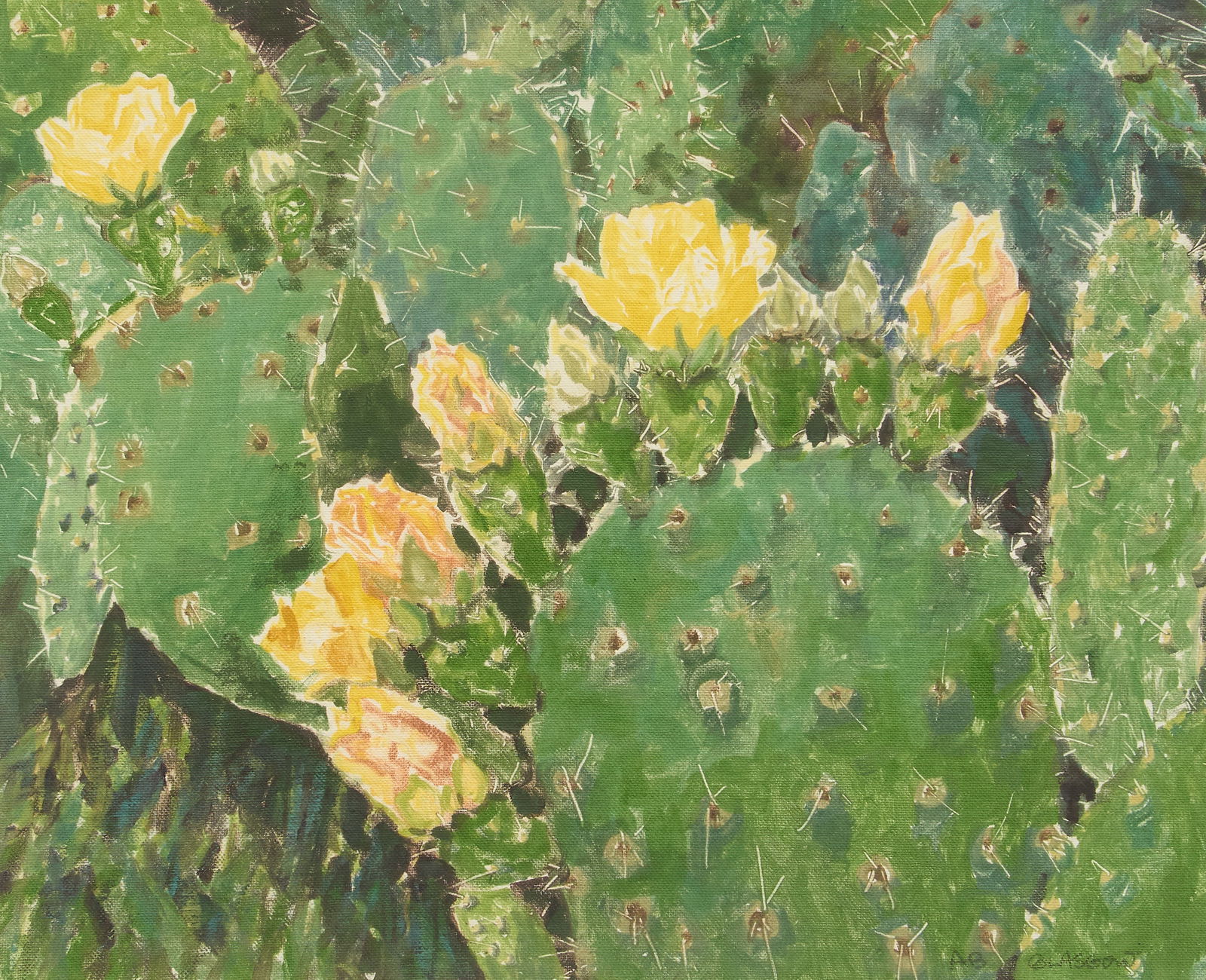 A. B. Glasgow, Flowering Cactus: A. B. Glasgow (Amer., 20th-21st C.), flowering cactus, print on canvas, signed lower rightsight: 11 x 14 in., frame: 23 x 25.5 in.Provenance: Property from the estate of a prominent San Antonio,