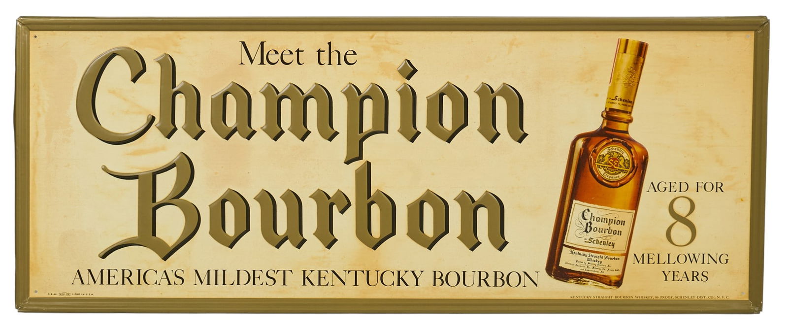 Vintage Champion Bourbon Metal Sign, 1966 (1 of 5)