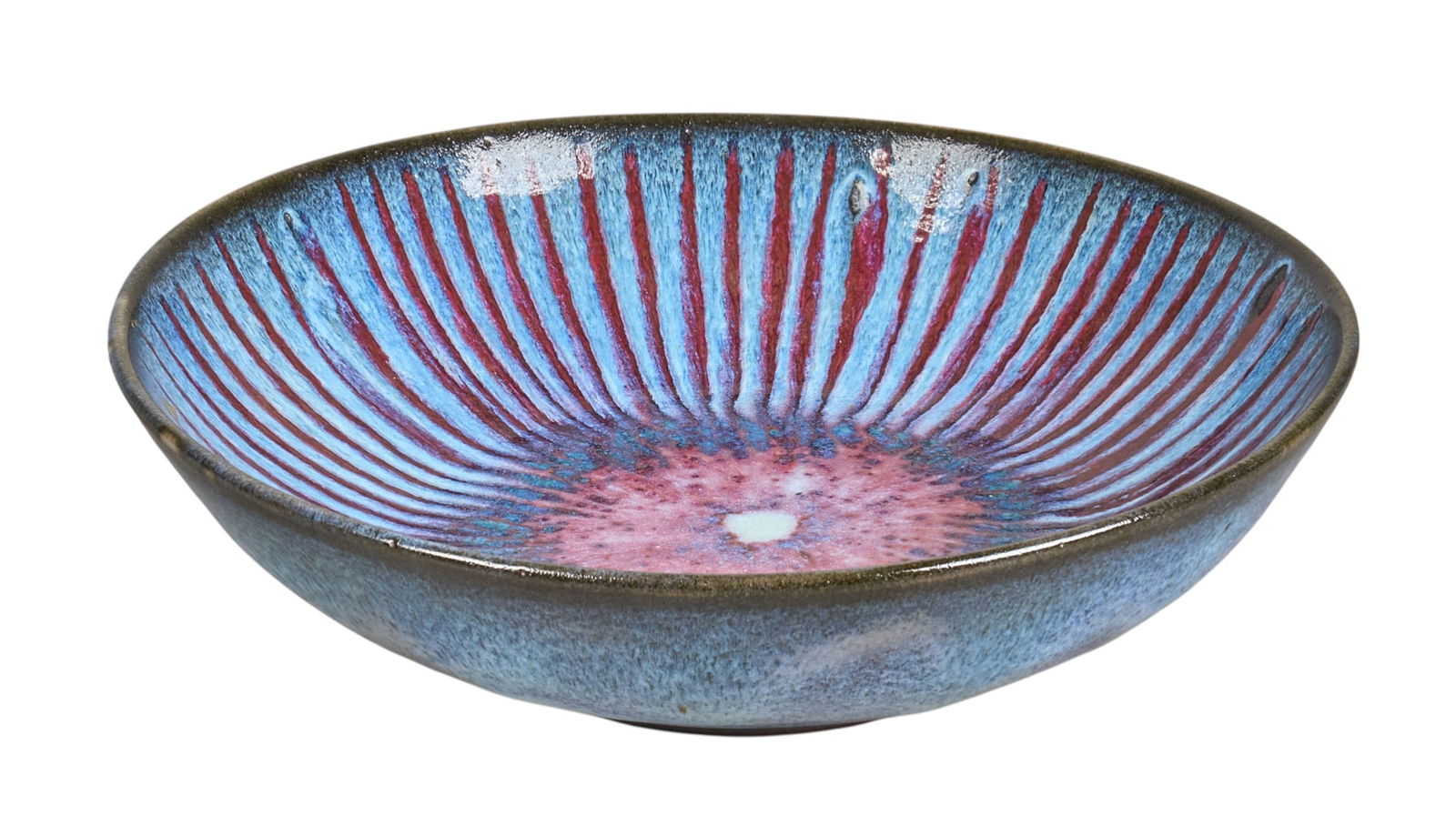 Harding Black, Oxblood and Blue Drip Charger, 1972: Harding Black (San Antonio, Texas, 1912-2004), oxblood and blue drip charger, ceramic, incised signature and date on the underside, 1972height 3.5in. x 13.5 in. diameterProvenance: Property from a