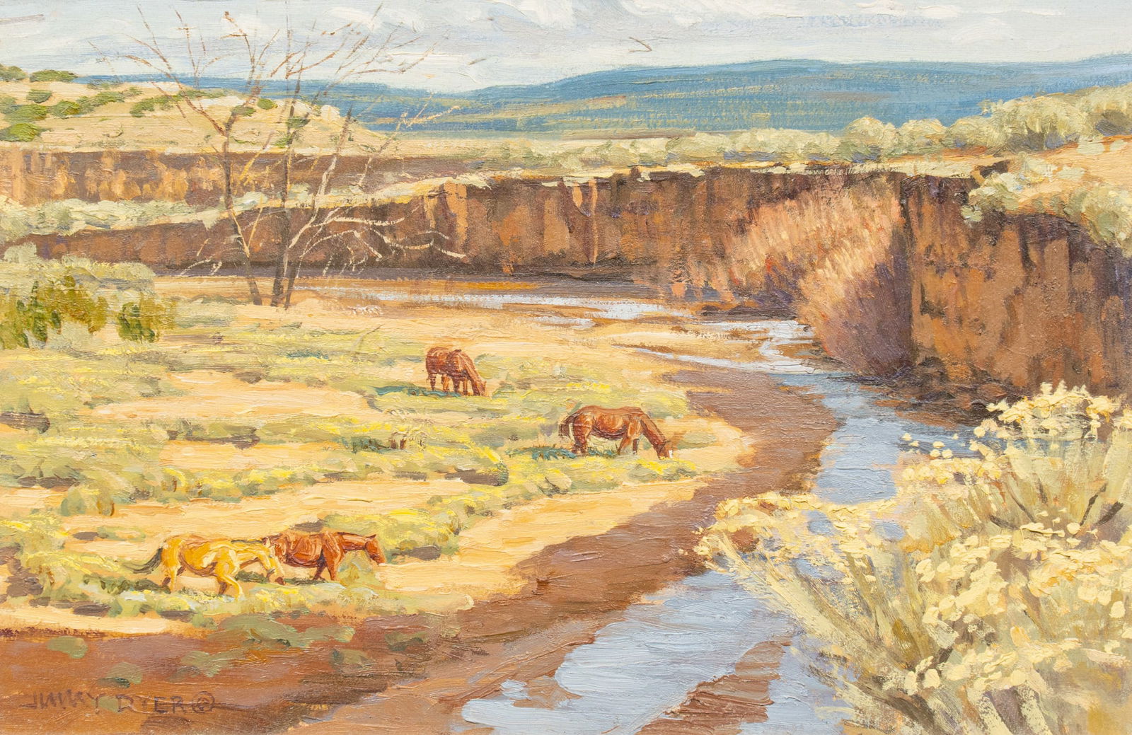 Jimmy Dyer, "Near Galisteo": Jimmy Dyer (Texas, b. 1956), "Near Galisteo", oil on panel, signed lower leftsight: 8 x 12 in., frame: 12.5 x 16.5 in.Provenance: Property from a home in Midland, Texas;