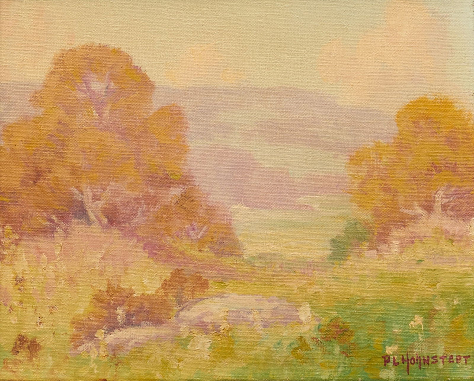 Peter Hohnstedt, "Morning Light": Peter Lanz Hohnstedt (Texas, 1871-1957), "Morning Light", oil on canvas, signed lower rightsight: 8 x 10 in., frame: 13 x 14.5 in.Provenance: Property from a Florissant, Colorado