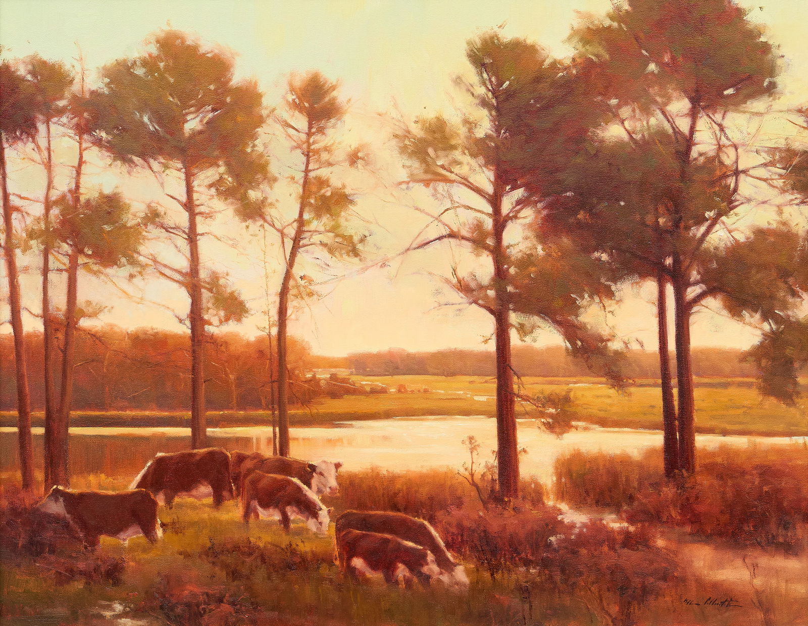 Michael Albrechtsen, "Under Tall Trees": Michael Albrechtsen (Amer., b. 1962), "Under Tall Trees", oil on canvas, signed lower rightsight: 22 x 28 in., frame: 28 x 36 in.Provenance: Property from a home in Ingram,