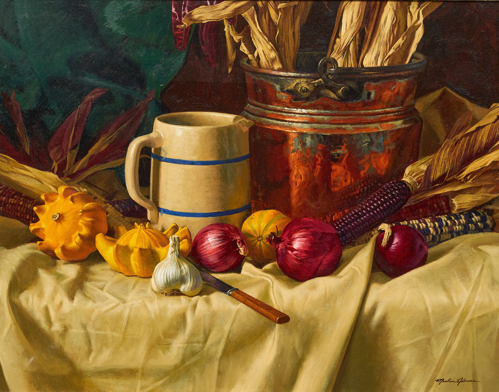 Marlin Adams, "Crown Gourds": Marlin Adams (Arizona / Georgia, b. 1948), "Crown Gourds", oil on canvas, signed lower rightsight: 22 x 28 in., frame: 34 x 40 in.Provenance: Property from the estate of a