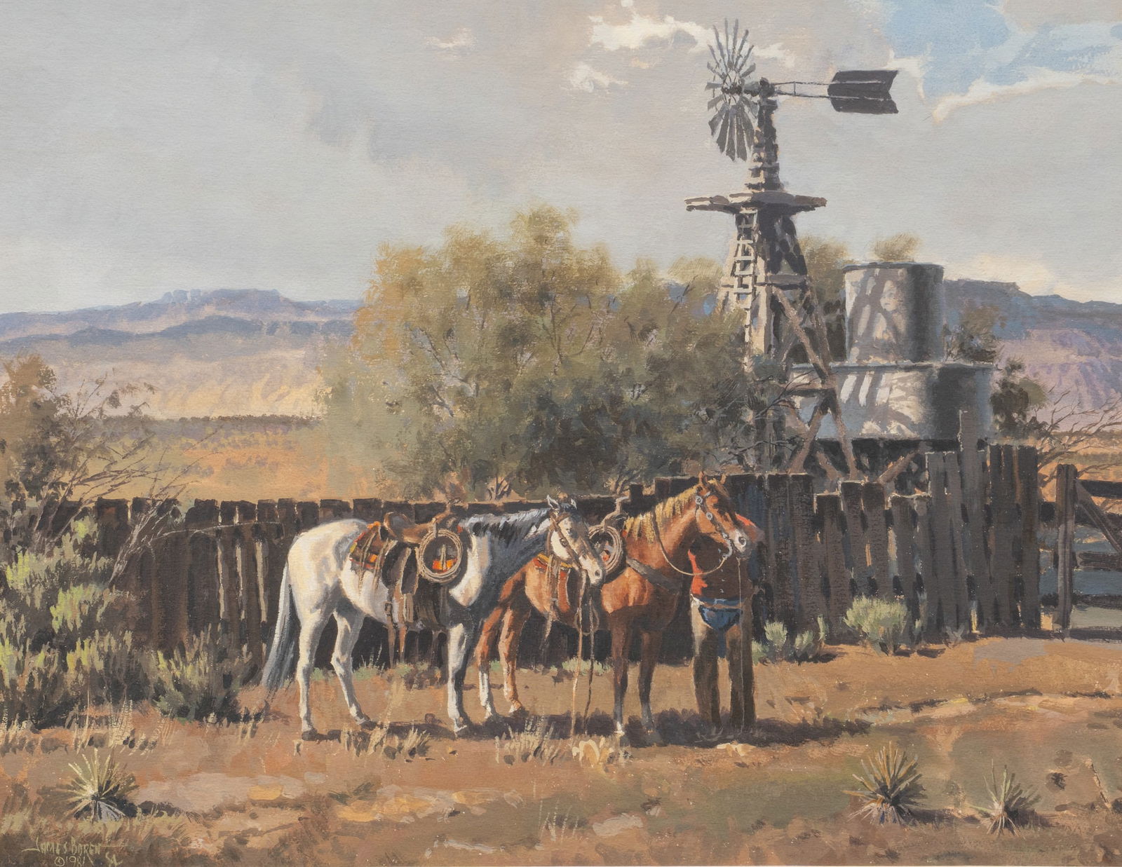 James Boren, Cowboys and Windmill, 1981 (1 of 4)