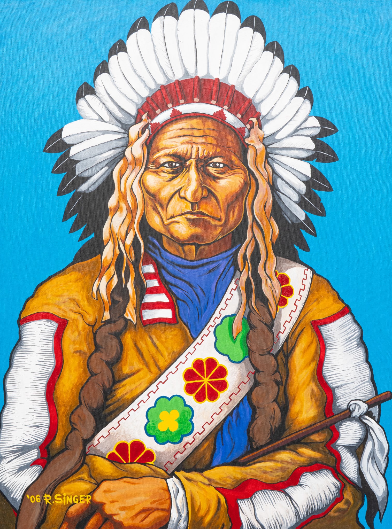 Ryan Singer, "Sitting Bull": Ryan Singer (New Mexico, b. 1973), "Sitting Bull", oil on canvas, signed and dated lower left, 2006sight: 40 x 30 in., frame: 42 x 32 in.Provenance: Property from a