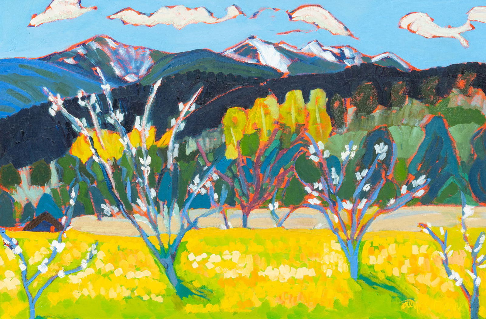 Alyce Frank, "Spring in Penasco": Alyce Frank (New Mexico, 1932-2024), "Spring in Peñasco", oil on canvas, signed lower right, inscirbed on the verso with signature, title, and inventory code